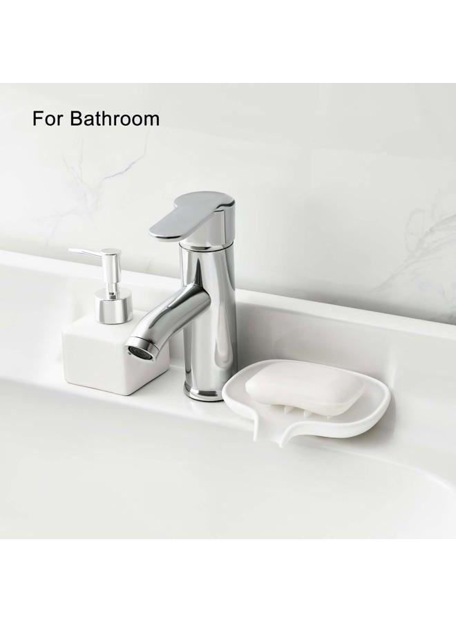 SUBEKYU Silicone Soap Dish for Bathroom,Bar Soap Holder for Shower with Draining Tray, Waterfall Soap Tray for Kitchen Sink, Set of 2 (2 White) - Image 5