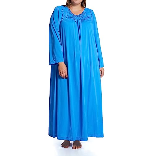 Shadowline Women's Petals 53 Inch Long Sleeve Long Gown, Sapphire, Small - Image 5
