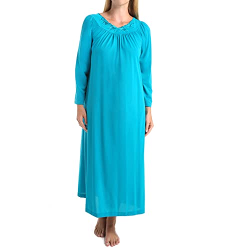 Shadowline Women's Petals 53 Inch Long Sleeve Long Gown, Sapphire, Small - Image 3