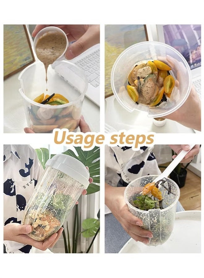 هومستر كوب السلطة المحمولة, كوب شاكر وجبة السلطة مع شوكة وصلتة مربع, كوب الزبادي, كوب الإفطار, تخزين الأغذية صندوق بنتو, صندوق الغداء المدرسي, أبيض - Image 3