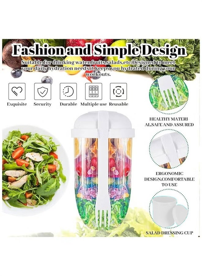 هومستر كوب السلطة المحمولة, كوب شاكر وجبة السلطة مع شوكة وصلتة مربع, كوب الزبادي, كوب الإفطار, تخزين الأغذية صندوق بنتو, صندوق الغداء المدرسي, أبيض - Image 4