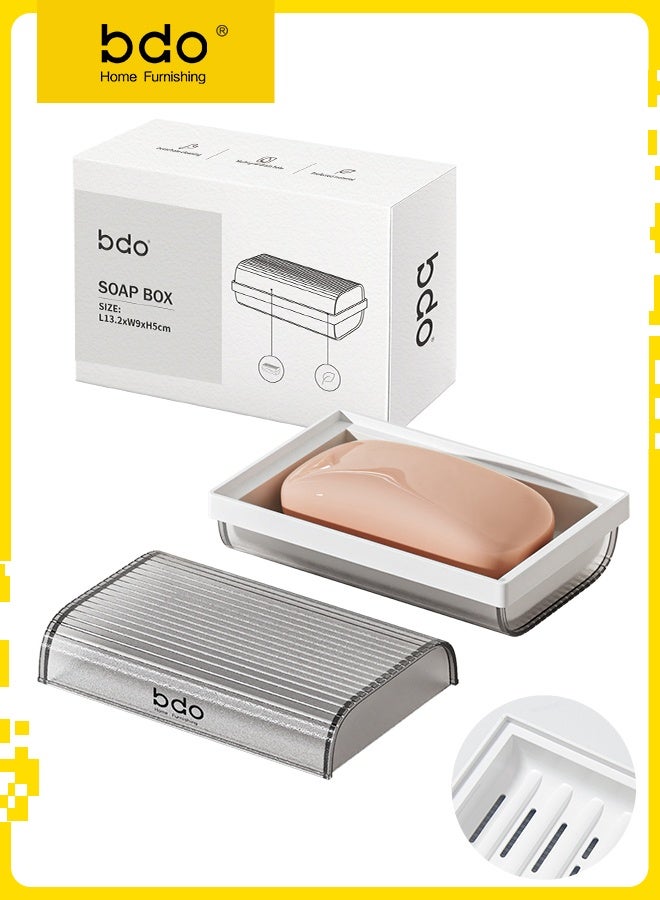 bdo Large Soap Dish Holder, Self Draining Bar Soap Holder, Plastic Soap Bar Container, Soap Saver for Shower, Bathroom, Kitchen - Without Cover - Image 1