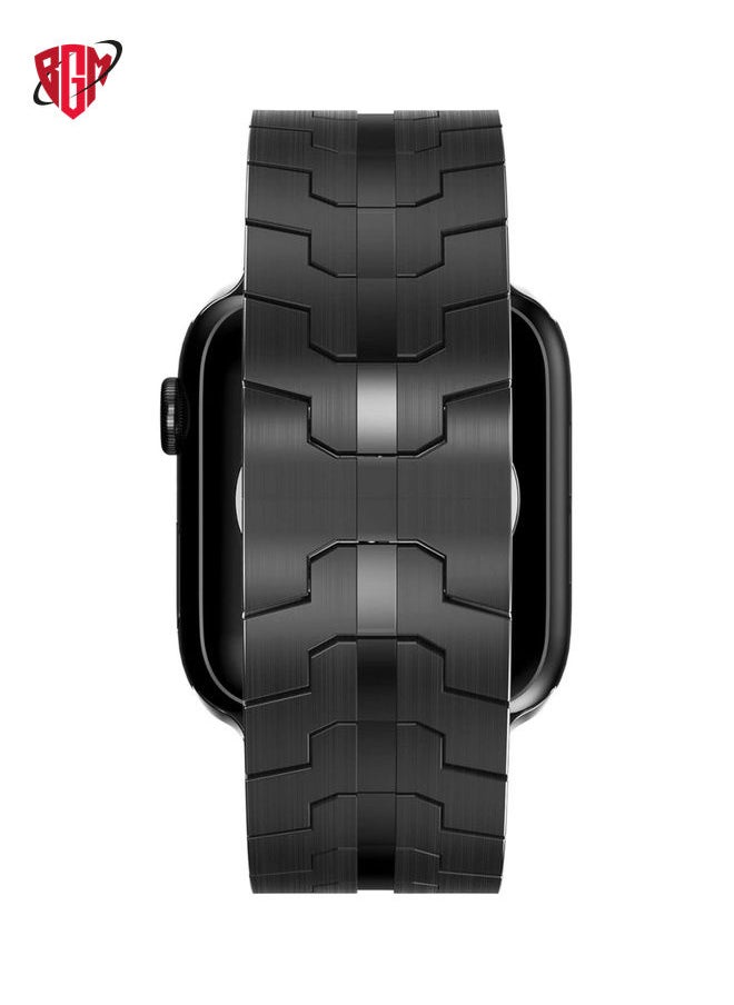 بي جي إم حزام من الفولاذ المقاوم للصدأ لـ iWatch 49mm 46mm 45mm 44mm 42mm ، شريط بديل متوافق مع Apple Watch Series Ultra 3 |Ultra 2 |Ultra |10 9 8 7 SE 6 5 4 3 2 1 - Black  - Image 2