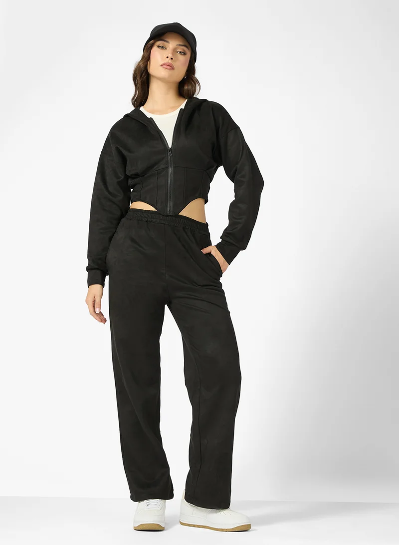 Ginger Hooded Zip Up Fleece Tracksuit with Corset Bodice
