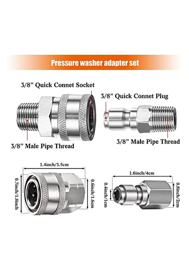 2 Sets NPT 3/8 Inch Pressure Washer Coupler Stainless Steel Male and Female Quick Connector Kit Pressure Washer Adapter(Internal Thread, External Thread) - Image 5