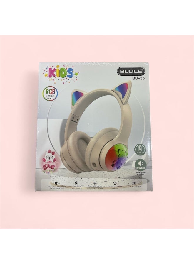 Bolice Kid Headphones with Microphone, Bluetooth Over Ear Headphones with Cute bear Colorful LED Lights, Wireless, Foldable, Bluetooth Headphones for Smartphone Tablets Laptop (PINK) - Image 2