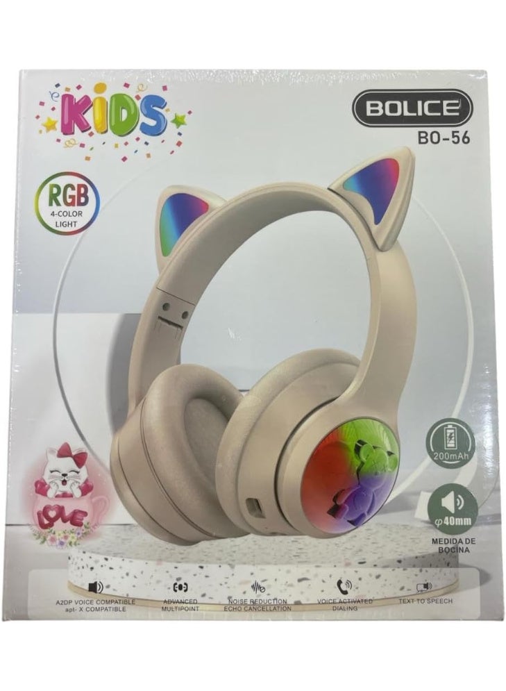 Bolice Kid Headphones with Microphone, Bluetooth Over Ear Headphones with Cute bear Colorful LED Lights, Wireless, Foldable, Bluetooth Headphones for Smartphone Tablets Laptop (PINK) - Image 4