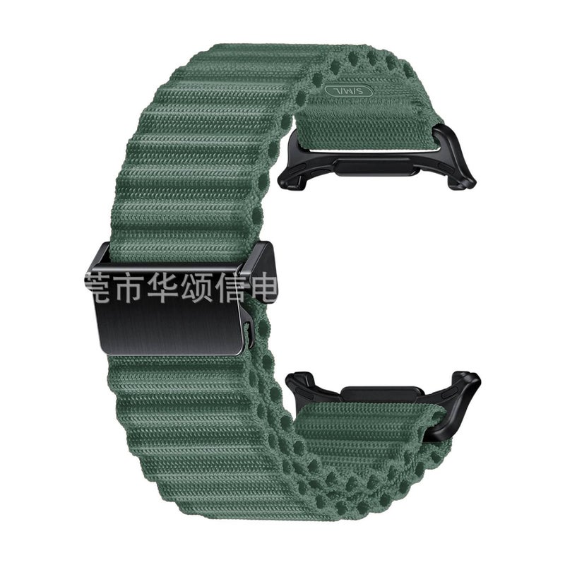 LL سوار ساعة ذكية سوار نايلون حلقي متوافق مع Samsung Galaxy Watch Ultra بملاءمة قابلة للتعديل وحزام بديل للاستخدام اليومي باللون أخضر قابل للتعديل باللون الأخضر - Image 1
