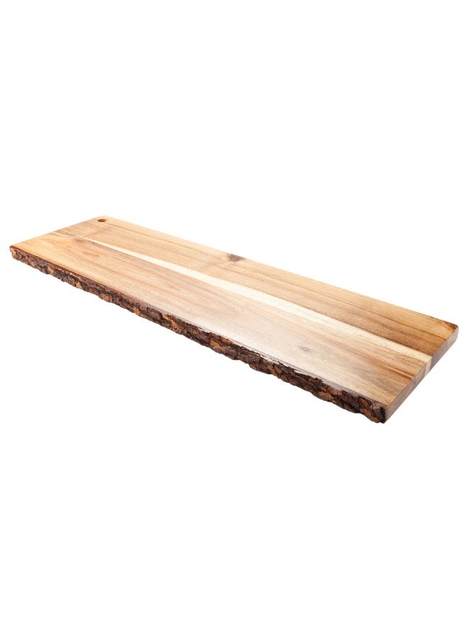 Restaurantware 22.8 x 7 Inch Tree Bark Serving Tray, 1 Round Wood Slab - Varnished, Bark Edges, Rustic Centerpiece, Wood Tree Trunk Platter, For Weddings Or Homes, Serve Meats, Cheeses, Or Crackers  - Image 1