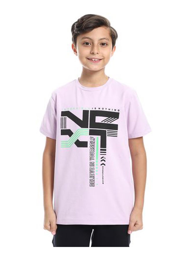 إيزور تيشرت اولادى مطبوع بلييف لون موف