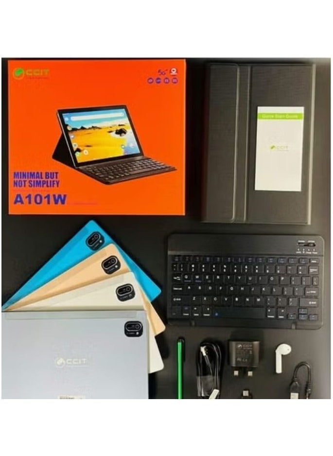 CCIT - CCIT A101W 5G 10.1 Inch Tablet PC Dual Sim 4GB RAM 128GB ROM 5800mAh Battery with Wireless Keyboard - Image 1