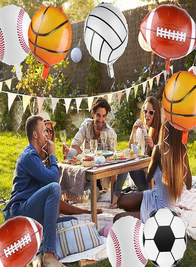 جريفوسيا مجموعة جريفوسيا من 10 بالونات رياضية مقاس 18 بوصة، بالونات حفلات رياضية من رقائق الألومنيوم، بالونات بيسبول، بالونات كرة قدم، لوازم حفلات أعياد ميلاد رياضية للأولاد، زينة حفلات استقبال المولود - Image 4