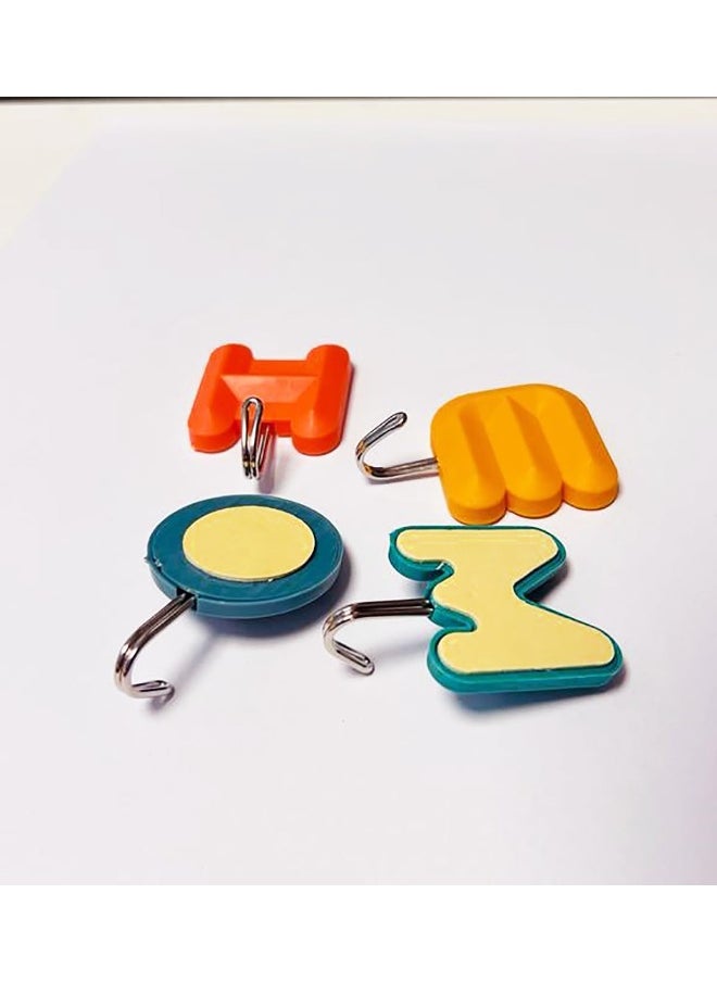 Biella Biellaâ„¢ 4 Pcs Self-Adhesive Stocking Holder Home Alphabet Wall Key Hooks for Home Kitchen Bathroom Office etc  - Image 3