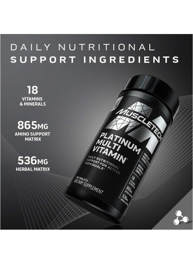 MuscleTech Platinum Multi Vitamin for Men Women Daily MultiVitamin Immune Support 90 Tablets - Image 5