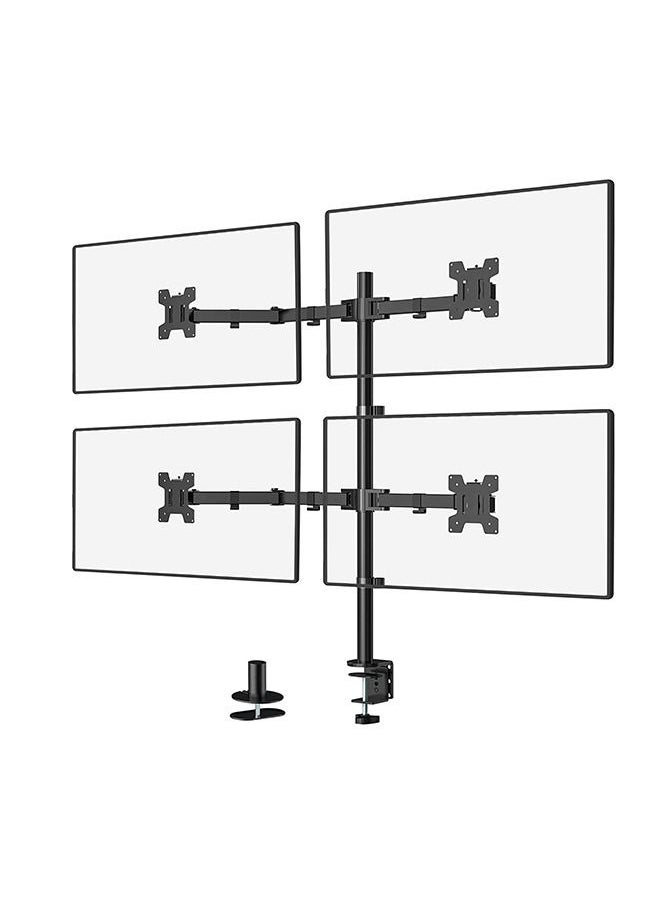Arabest - Quad Monitor Stand, 4 Monitor Stand Fits Heavy Duty Computer Screen up to 27 inch, Full Adjustable Desk Mount Holds up to 22 lbs per Arm , Black - Image 1