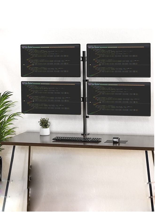 Arabest - Quad Monitor Stand, 4 Monitor Stand Fits Heavy Duty Computer Screen up to 27 inch, Full Adjustable Desk Mount Holds up to 22 lbs per Arm , Black - Image 1