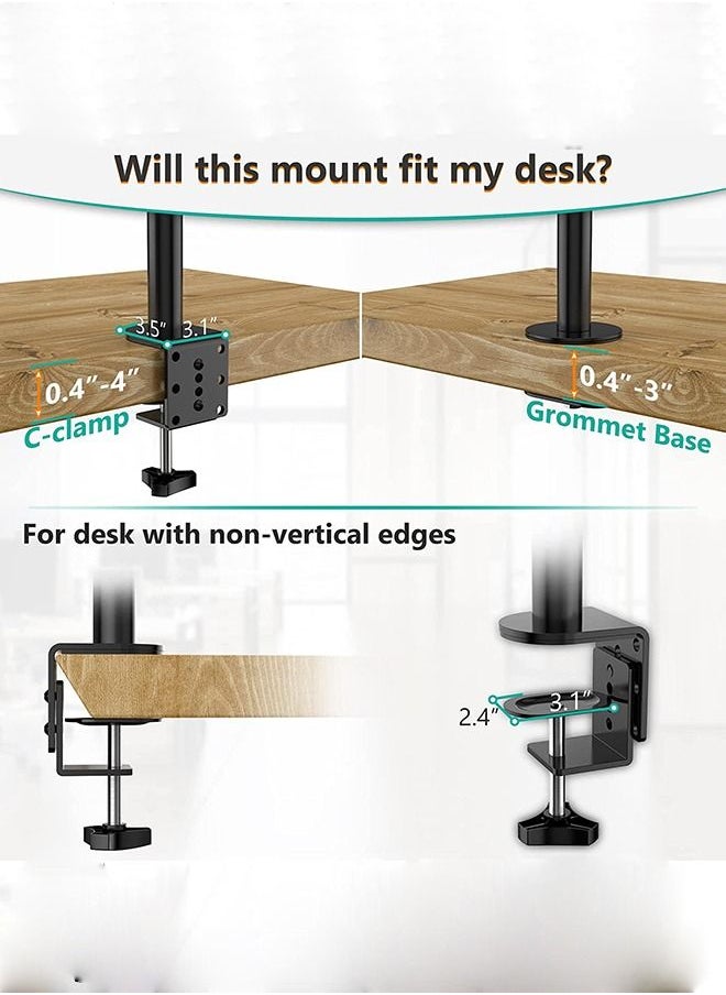 Arabest - Quad Monitor Stand, 4 Monitor Stand Fits Heavy Duty Computer Screen up to 27 inch, Full Adjustable Desk Mount Holds up to 22 lbs per Arm , Black - Image 1