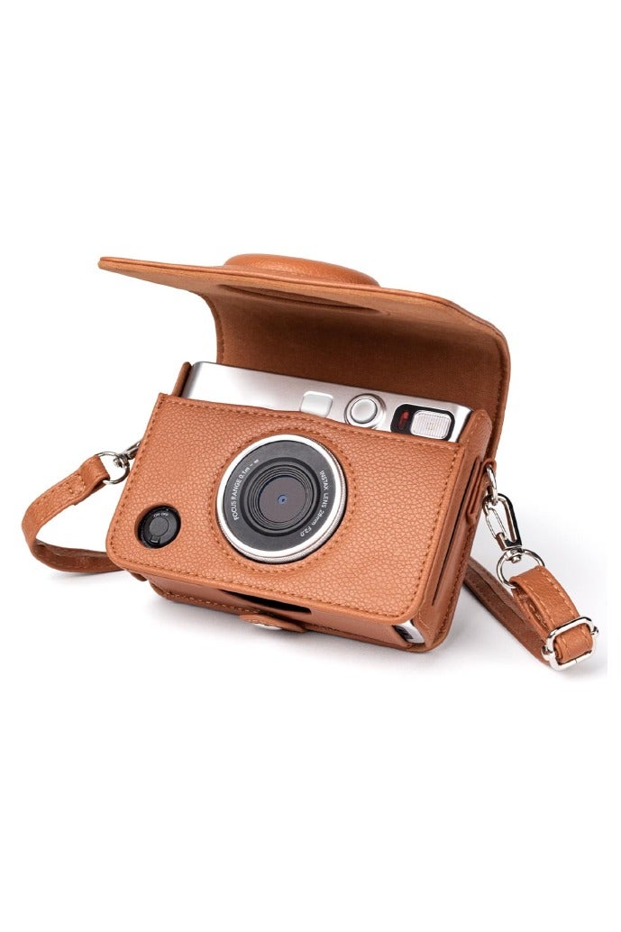 O Ozone Case for Fujifilm Instax Mini EVO Case, Hybrid Camera Protective PU Leather Protective Carrying Case with Adjustable Shoulder Strap-Brown - Image 1