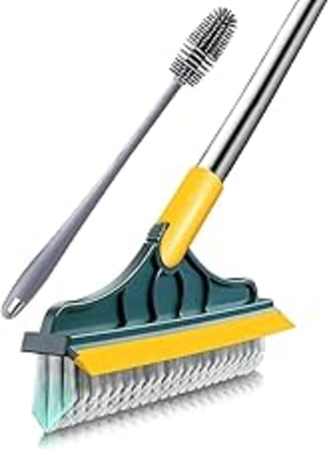 KBS Bathroom Cleaning Brush with Wiper + Bottle Cleaner Brush 2 in1 Floor Cleaner Long Handle Home Kitchen Bathroom Toilet Cleaning Accessories