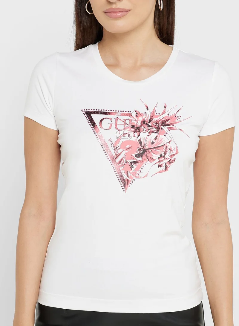 GUESS Graphic Crew Neck T-Shirt