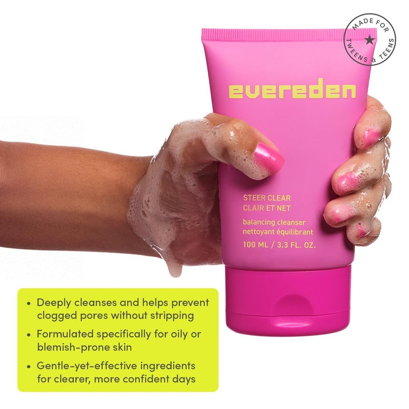 Evereden Steer Clear Balancing Jelly Cleanser: Clean & Vegan Teen Skin Care for Oily & Pimple-Prone Skin - Pre Teen Face Wash - Gently Cleanses Pores Without Drying - Easter Basket Stuffers for Teens - Image 2