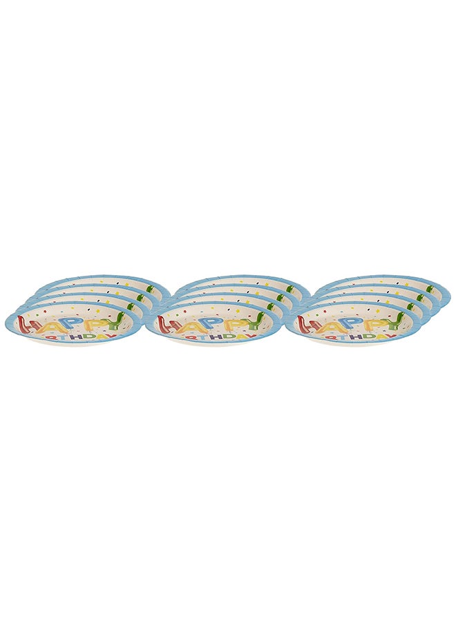 9-Inch Blue Happy Birthday Party Plates (Pack of 10) Ideal for Party, Celebration, Decoration, Theme, Birthdays  - Image 3