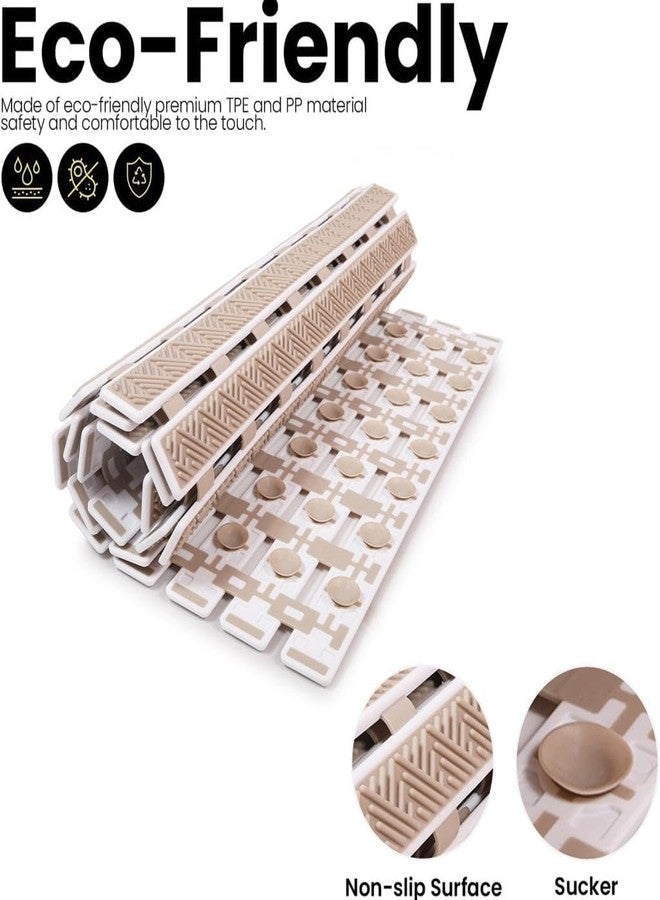 JUGTE PVC Shower Mat Anti-Slip With Suction Cups and Drain Holes, Anti-Skid Plastic Rubber for Bathtub Floor (Beige) - Image 3