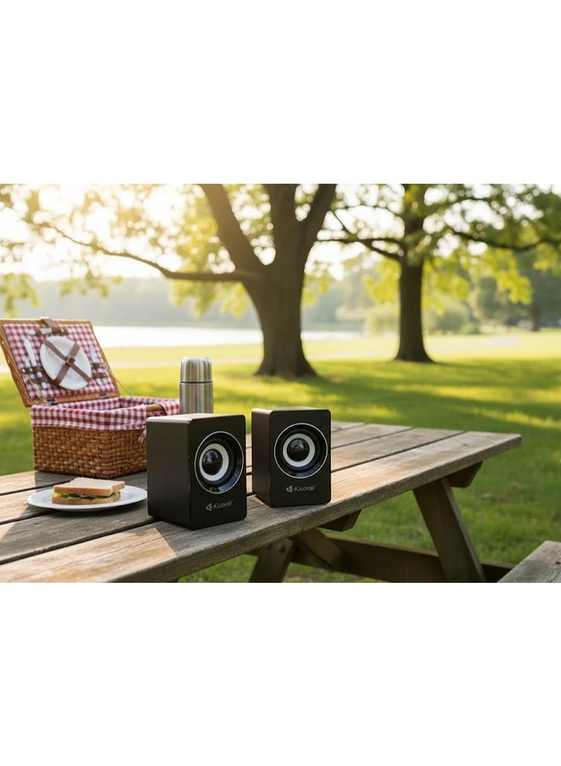 Kisonli A-707 USB 2.0 Speaker, High Quality & Clear Sound, Black Color - Image 4