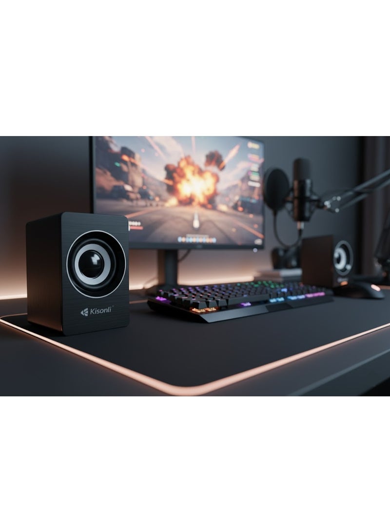 Kisonli A-707 USB 2.0 Speaker, High Quality & Clear Sound, Black Color - Image 3