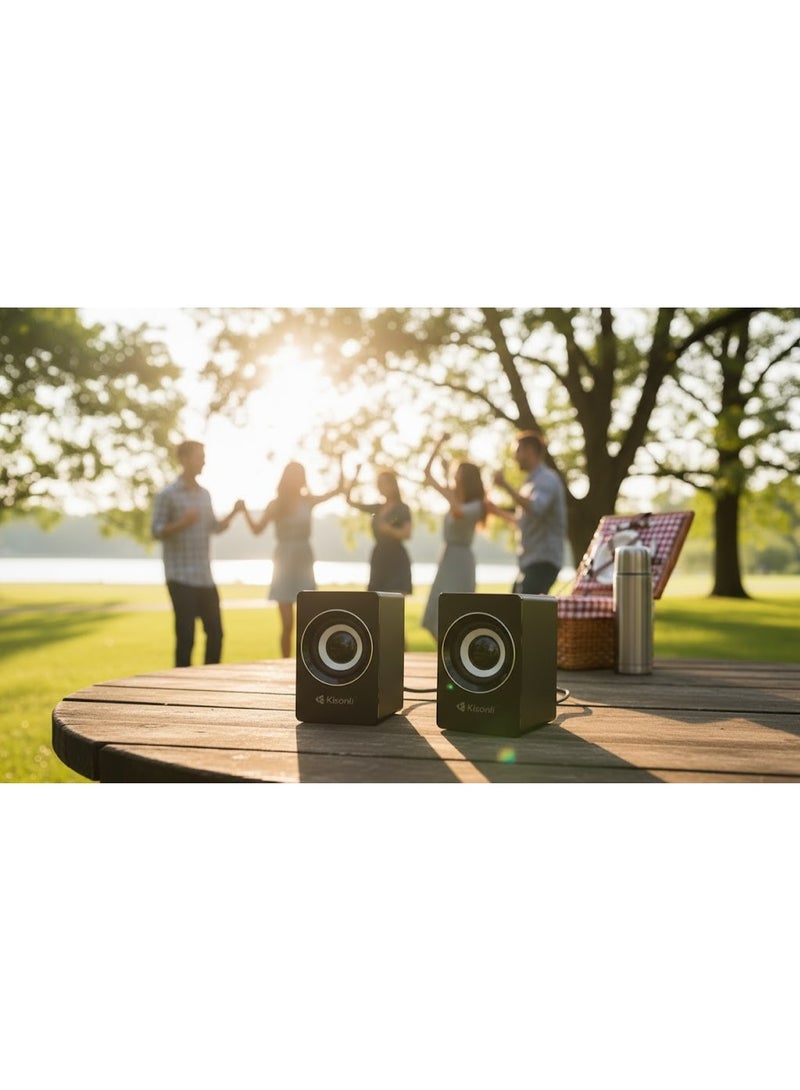 Kisonli A-707 USB 2.0 Speaker, High Quality & Clear Sound, Black Color - Image 5