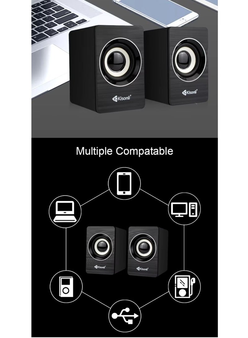 Kisonli A-707 USB 2.0 Speaker, High Quality & Clear Sound, Black Color - Image 4