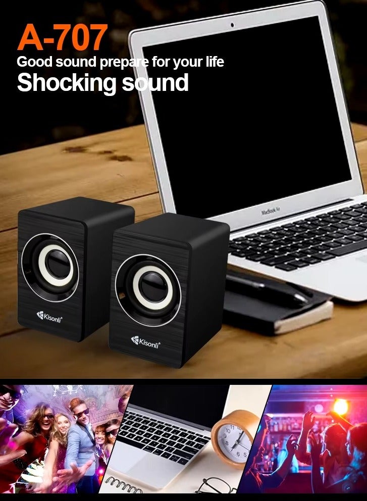 Kisonli A-707 USB 2.0 Speaker, High Quality & Clear Sound, Black Color - Image 5