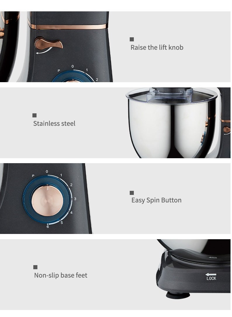 sokany - Stand Mixer, 11 liters, 1400 watts, Multi-function Kitchen Machine, with Lid Splash-Proof SK-05001 Black - Image 1