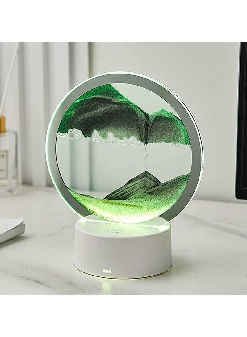 DubaiGallery Moving Sand Art Picture Round Glass 3D Deep Sea Sandscape in Motion Display Flowing Sand Frame, Children's Large Desktop Art Toys, Home & Office Desktop Decorations - Image 2