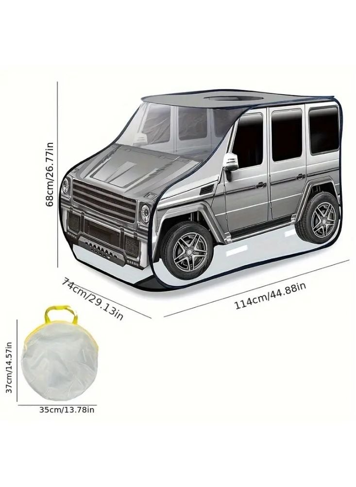 بريميم خيمة لعب للأطفال بتصميم سيارة، لون رمادي، طراز سيارات الدفع الرباعي، مناسبة للاستخدام الداخلي والخارجي - Image 1