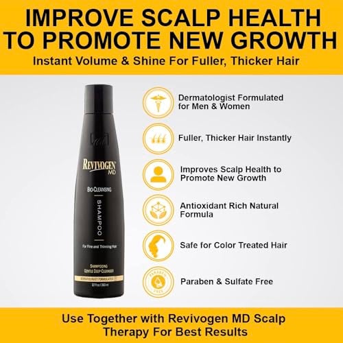 Revivogen MD Bio-Cleansing Shampoo for Thinning Hair, DHT Blocker Shampoo, Hair Loss Shampoo, Shampoo Thinning Hair, Soothes Scalp, Routine Shampoo for Women/Men Hair Loss, Hair Shampoo, 12oz, 2pk - Image 4