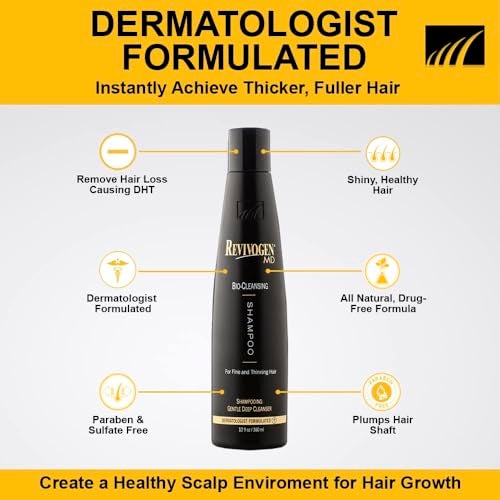 Revivogen MD Bio-Cleansing Shampoo for Thinning Hair, DHT Blocker Shampoo, Hair Loss Shampoo, Shampoo Thinning Hair, Soothes Scalp, Routine Shampoo for Women/Men Hair Loss, Hair Shampoo, 12oz, 2pk - Image 3