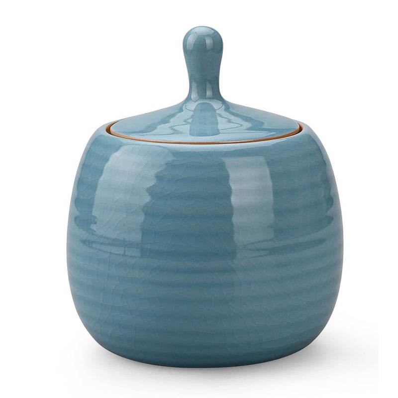 Amoysanli Kitchen Canisters Vintage Ceramic Food Storage Jar with Airtight Lid for Tea, Coffee, Herb, Sugar, Spice, Nuts (Blue(ICE)) - Image 2