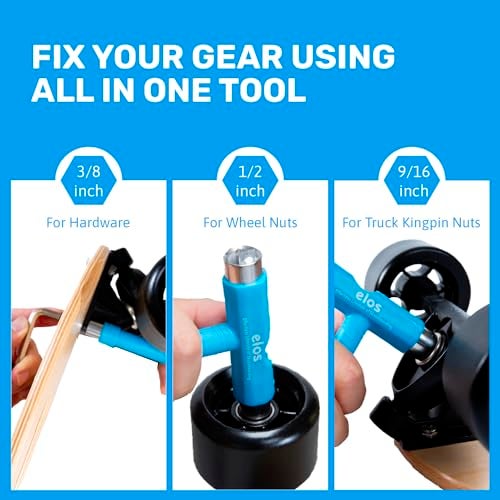 ELOS Skate Tool All-in-one - Skate T Tool for Skateboard, Longboard, Roller Skate with Allen Skate Key & Phillips Head Wrench, 4oz Skateboard Tool Kit, Longboard Tool Kit, Roller Skate Tool Hardware - Image 5