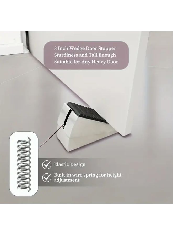 Black 2 Pack Heavy Duty Adjustable Spring Door Stopper Wedge Floor Mount 3 Inch - Image 3