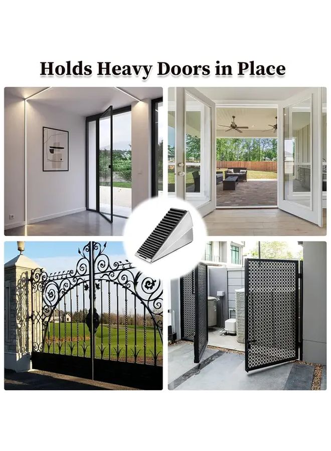 Black 2 Pack Heavy Duty Adjustable Spring Door Stopper Wedge Floor Mount 3 Inch - Image 4