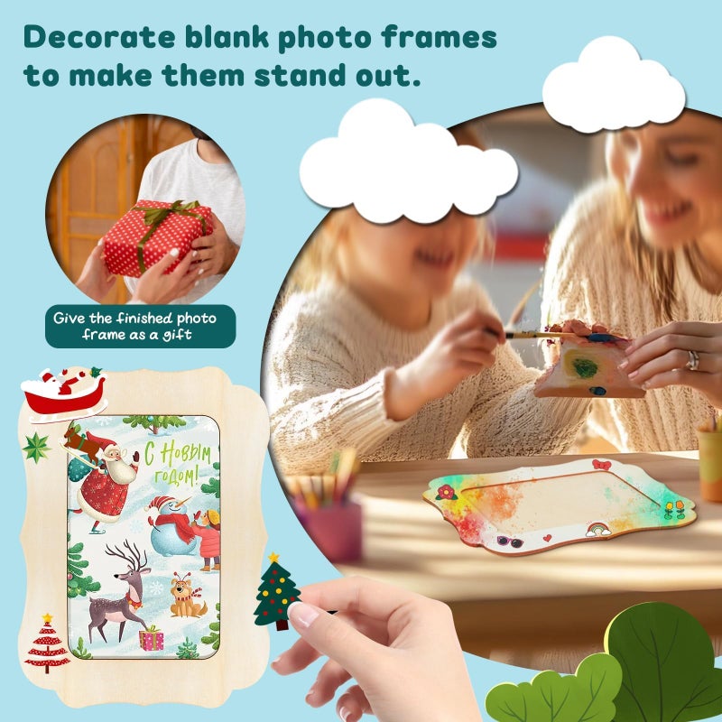 VOKOY 15 Pack Wooden Picture Frames for Crafts, 4x6 Inch Unfinished Paintable Wood Frames, Small Standing Photo Frame for DIY Wood Decorative Arts, Birthday Party Valentine's Day Gifts, Vinatge Wave Shape - Image 5