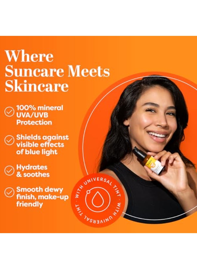 TruSkin سيروم واقي الشمس TruSkin للوجه SPF 30 واقي شمس معدني ملون عالمي سيروم وجه خفيف الوزن لمسة نهائية شفافة أكسيد الزنك فيتامين C حمض الهيالورونيك سيراميدات لجميع أنواع البشرة 1 أونصة سائلة - Image 3