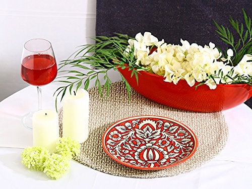 Caffeine Ceramic Handmade Stoneware Red Mughal Quarter Plate 7”(Set of 2 Dishwasher & Microwave Safe) - Image 5