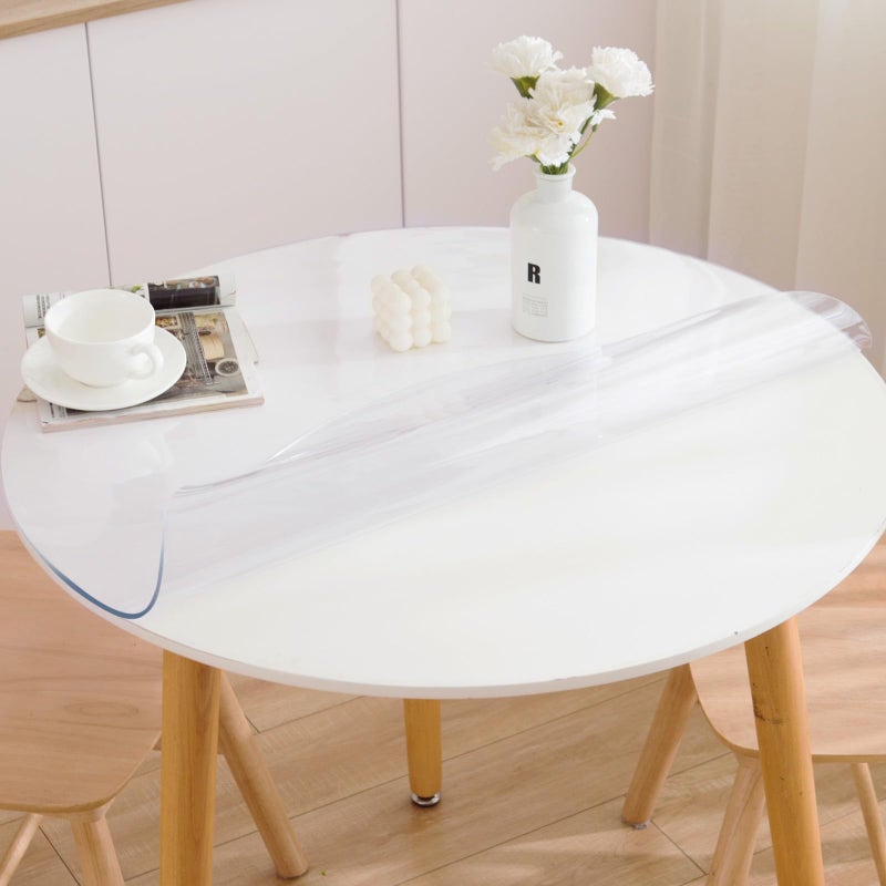 Eisdroma 42 Inch Round Clear Table Cover Protector, Clear Round Protector for Dining Room Table, 1.5mm Thick Waterproof Round Plastic Vinyl Table Pad - Image 1