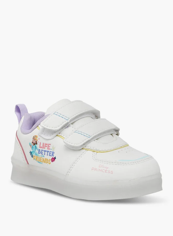 Disney Princess Print Light-Up Sneakers with Hook and Loop Closure