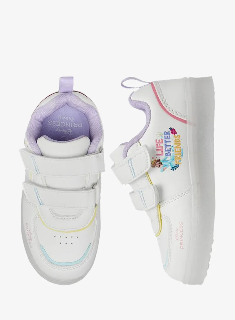 ديزني حذاء رياضي مضيء بطبعة أميرة مع إغلاق بشريط لاصق