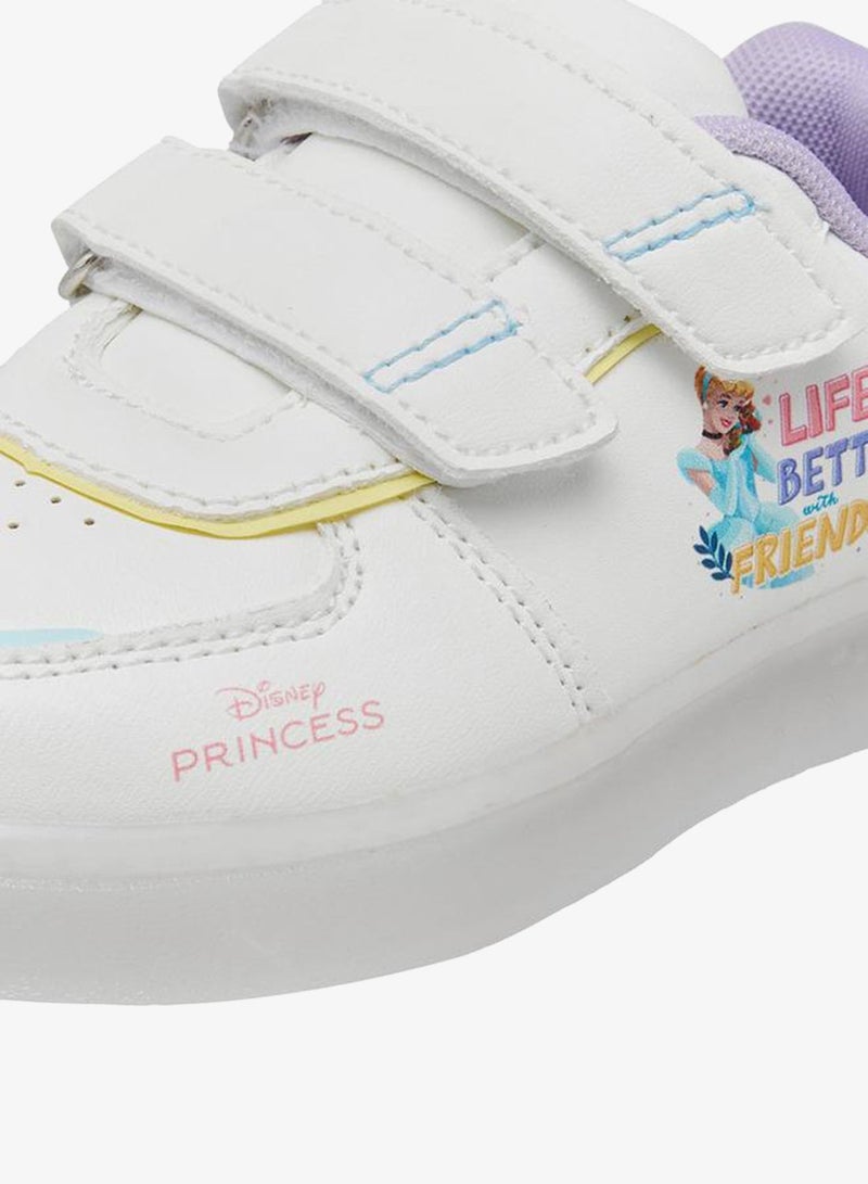 Disney Princess Print Light-Up Sneakers With Hook And Loop Closure - Image 4