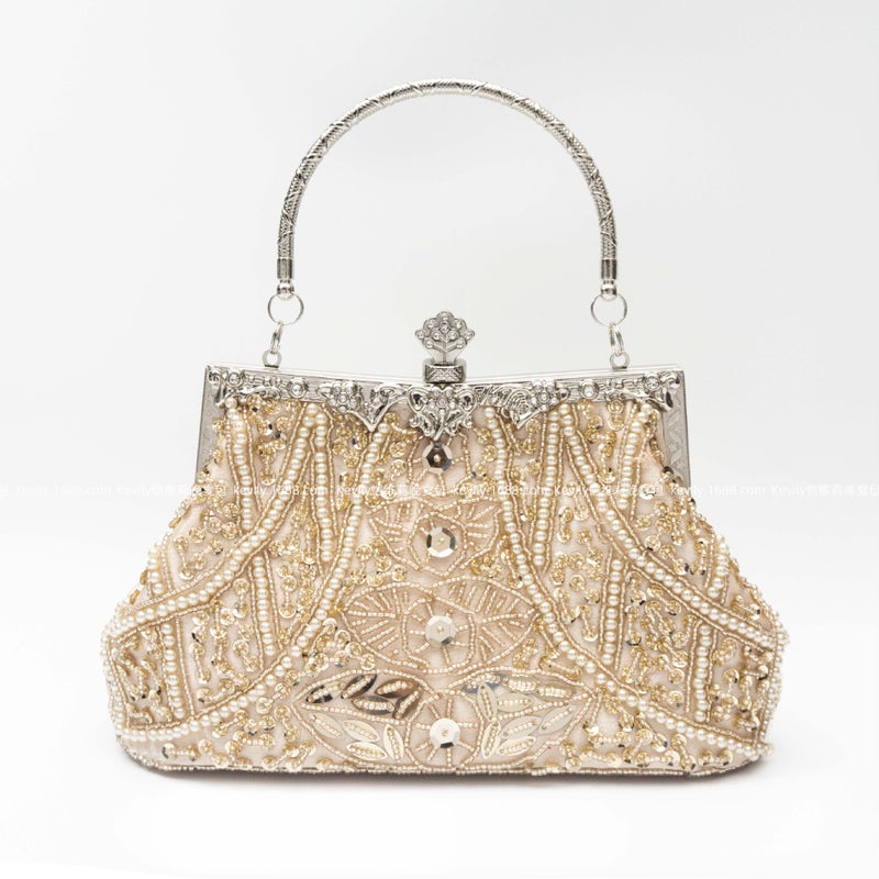 Kai Weili Vintage Geometric Heavy Handmade Beaded Embroidered Bag Women'S Bag Evening Bag Dress Cheongsam Bag Beaded Evening Bag - Image 1