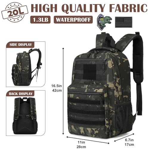 SunForMorning Kids Tactical Backpack Army Molle Bookbag Military Boys Backpack for School Outdoor Camping Black CM - Image 3